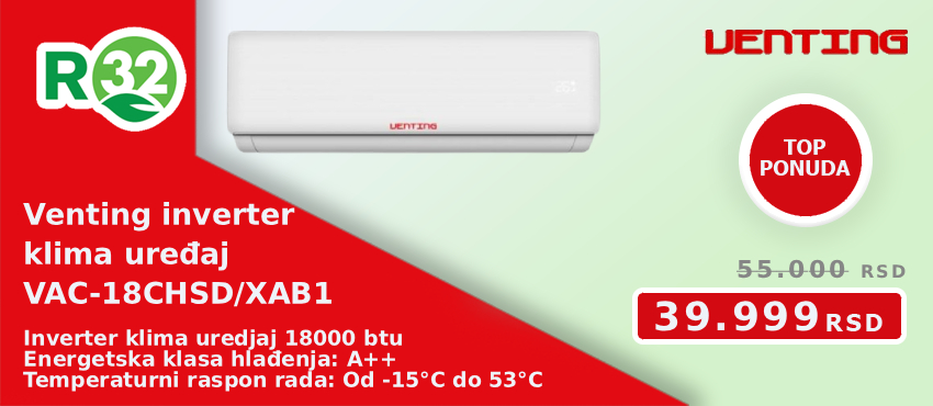 Venting inverter klima uređaj VAC-18CHSD/XAB1 18000 BTU - Cool Shop