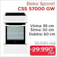 Beko šporet sa keramičkom pločom CSS 57000 GW Beko šporet sa keramičkom pločom CSS 57000 GW