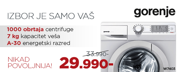 Gorenje mašina za pranje veša W7403