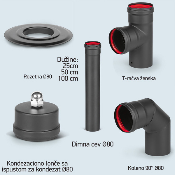 SET Dimovodnih cevi  za  peći na pelet Ø80×1.2mm - Cool Shop