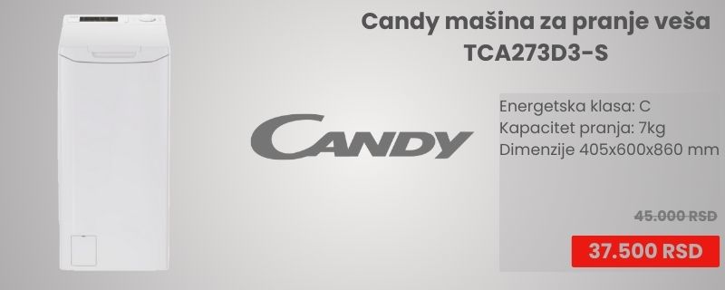 Candy mašina za pranje veša TCA273D3-S - Cool Shop