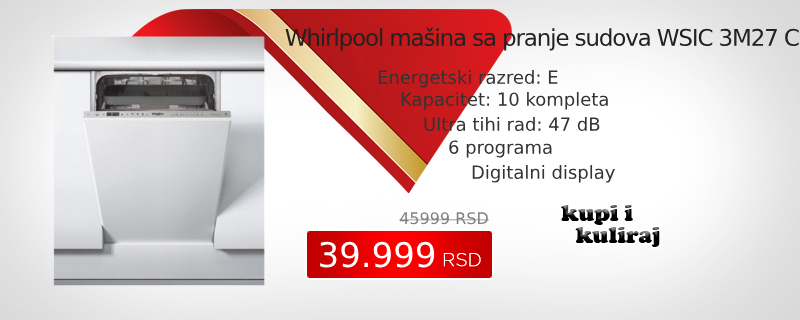 Whirlpool mašina sa pranje sudova WSIC 3M27 C