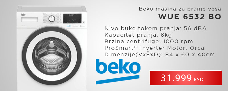 Beko mašina za pranje veša WUE 6532 BO