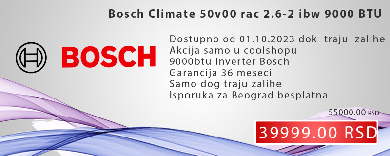 Bosch klima uređaj Climate 5000 rac 2.6-2 ibw 9000 BTU inverter - Cool Shop