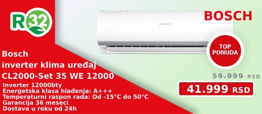 Bosch inverter klima uređaj CLIMATE CL2000-Set 35 WE 12000 BTU