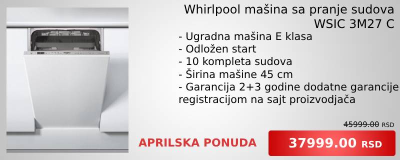 Whirlpool mašina za pranje sudova WSIC 3M27 C